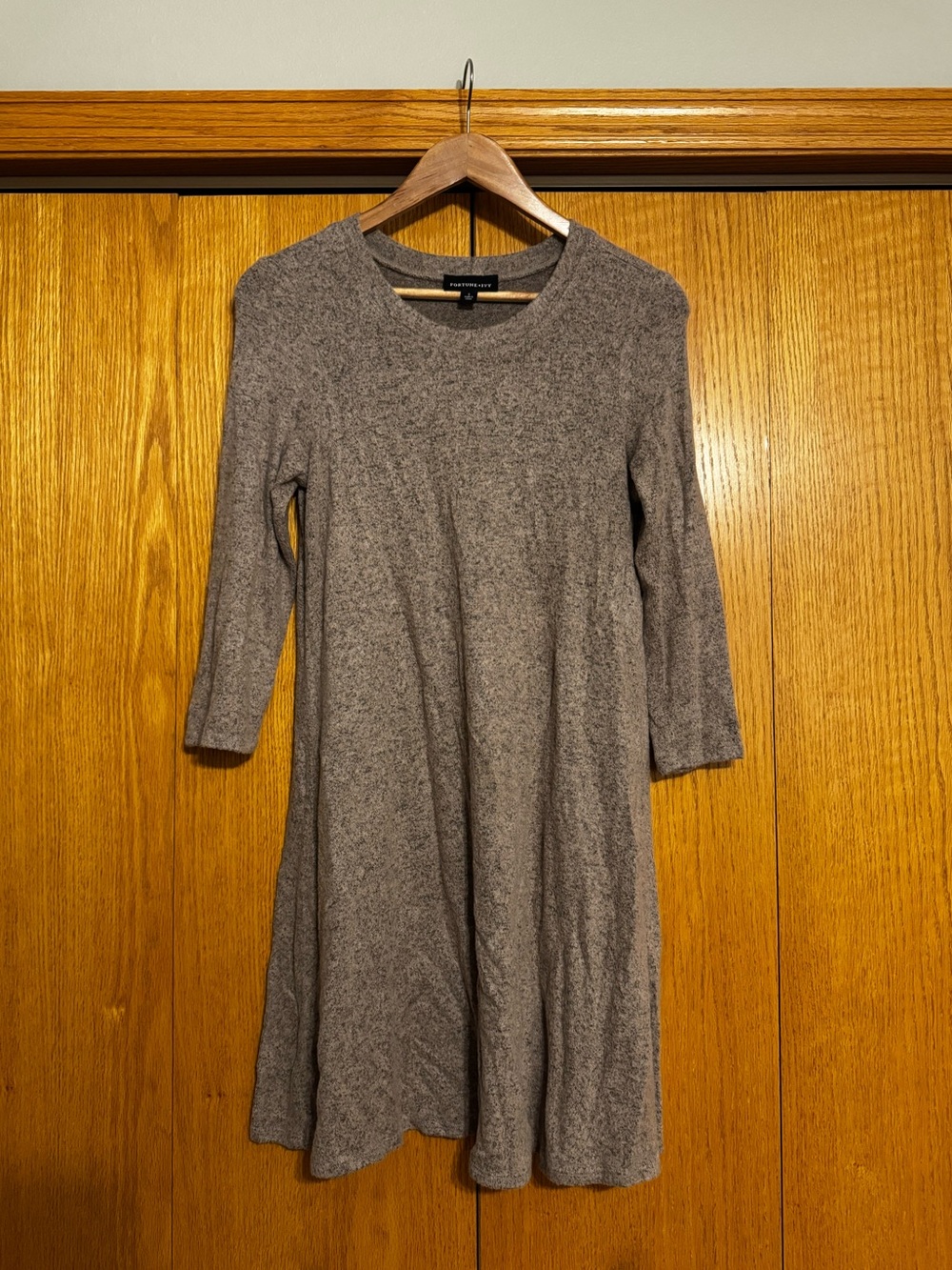 Fortune + Ivy Women's Heather Gray/Mauve  Swing Dress